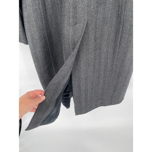 Burberry Prorsum Gray Wool Herringbone Double Breasted Mink Collar Peacoat IT 42 - Picture 8 of 15